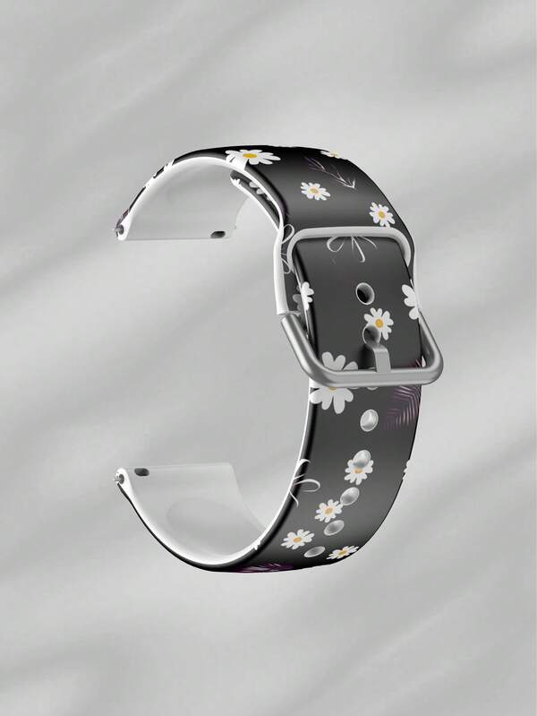 Cute Pink Flowers 20/22 Mm Universal Strap Compatible With Samsung, Huami, Garmin, Honor Smartwatches - Silicone Surface Strap Pattern Compatible With GT2/Gt3, Watch 3/Galaxy