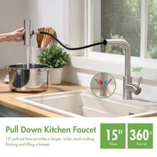 360° 旋转三合一不锈钢厨房水龙头，带触摸控制 - 瀑布、喷雾和水流模式，适用于蔬菜清洗、水果清洗和饮用水安全，镀铬表面，水果清洗水龙头 | 现代厨房水龙头 | 不锈钢水龙头 - 彩色 - 查看 2