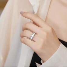 6mm White/Black Ceramic Rings Plus Cubic Zirconia For Women Comfort Fit Engagement Wedding Band Size 5-122025 - 6mm White+Silver - View 5
