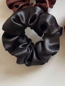 5 قطع/1 قطعة أربطة شعر ساتان للنساء باللون الأسود/الأبيض/البني/البنفسجي بطول 12 سم/4.72 بوصة، أربطة شعر ساتان فاخرة وأنيقة، أربطة شعر لامعة بلون أحادي بسيط، مثالية للذيل الحصان اليومي وتسريحات الشعر