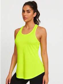 Women's Dry Fit Tank Top, Sports Top, Loose Breathable, Workout Comfort, Gym, Everyday With Butt Cover, Well-Behaved, Swimmer, Holes, Pilates, Yoga, Fitness Fashion - 黑色 - 查看 3