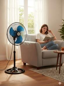 T&N Ventilador de pedestal giratorio 12 pulgadas con 3 aspas silencioso potente ajuste altura velocidad frescura moderna hogar oficina base firme diseño minimalista resistente fácil ensamblar - Tipo de Enchufe A USA (110-127V) - Ver 8