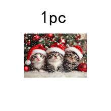 1 Stück/4-teiliges/6-teiliges Geschirrset mit Weihnachtskatzen- und Weihnachtsbaum-Motiv, wärmeisolierend, maschinenwaschbar, aus Polyester, schützend, als zentrales Dekorationselement, für den täglichen Gebrauch im Wohnzimmer, geeignet für gesellige Zusammenkünfte - Verschiedenfarbig - Übersicht 13