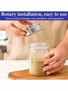 1/2/4pcs Salt And Pepper Shaker Set, Seasoning Bottles With Adjustable Pouring Holes, Stainless Steel Lids, Glass Salt And Pepper Containers, Kitchen Spice Jars - Multicolor - View 3