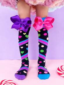 1 Paar kniehohe Socken mit 3D-Schleife und Herz-Punktmuster, geeignet für alle Jahreszeiten - Karnevals, Partys, Musikfestivals, Muttertag, Urlaub, Abschluss, Schulanfang, Hochzeiten, Cosplay, Outdoor-Aktivitäten und den täglichen Gebrauch. Eine tolle Geschenkidee. - Verschiedenfarbig - Übersicht 9