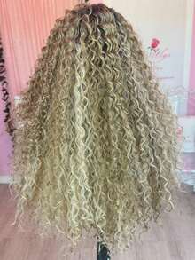 Ombre Brown Roots Ash Blonde Deep Wave Lace Front Wigs Human Hair For Women 13x4 HD Transparent Human Hair Wigs Pre Plucked Bye Bye Knots With Baby Hair Brazilian Remy Blonde Colored 250 Density Curly Glueless Wigs Human Hair - 根染&漸變色 - 查看 4
