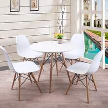 Esstisch rund - Esstisch weiss/Schwarz - Esstisch - Metall und Holz D70 cm -  Runder Küchentisch Esszimmertisch für 2-4 Personen, Tisch mit rutschfesten Beinen aus Holz - Modern Design - Weiss - Übersicht 4