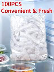 100 יחידות, כיסוי סרט חד פעמי לשימור מזון, כיסוי ראש מקלחת, רב תכליתי שקית כיווץ חד פעמית כיסוי נעל חד פעמי סרט שימור מטבח מעובה, כיסוי לשימור מזון במקרר ביתי, כיסוי כיסוי אלסטי הנמתח