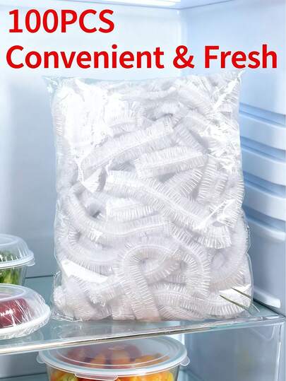 100Pcs, Disposable Food Preservation Film Cover, Shower Head Cover, Multi-Purpose Disposable Shrink Bag Disposable Shoe Cover Thickened Kitchen Preservation Film, Home Refrigerator Refrigerated Food Preservation Cover, Elastic Stretchable Cover Cover