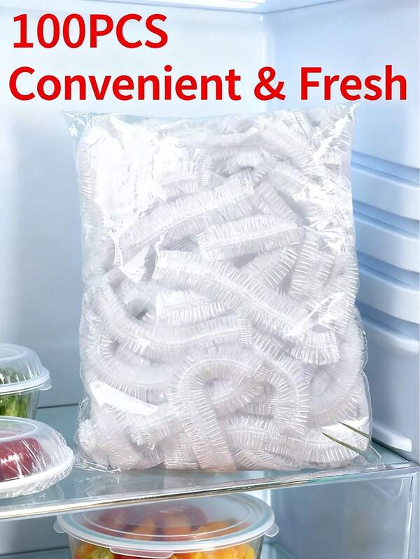 100Pcs, Disposable Food Preservation Film Cover, Shower Head Cover, Multi-Purpose Disposable Shrink Bag Disposable Shoe Cover Thickened Kitchen Preservation Film, Home Refrigerator Refrigerated Food Preservation Cover, Elastic Stretchable Cover Cover