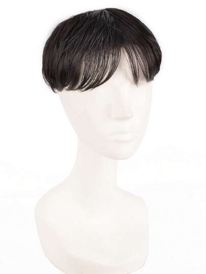 Men Short Toppers Hairpiece Hair Extensions Clip In Synthetic Hair High-Quality Heat Resistant,Natural Black For Covering White Loss Hair Toupee