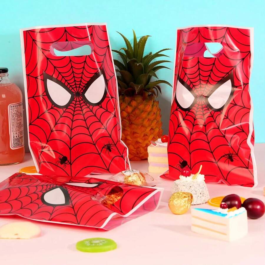 Marvel 10pcs/Set Red Spiderman Birthday Party Gift Bags Spider Theme Plastic Candy Bag Boy Loot Bag For Kids Birthday Party Favors Supplies Decor - Multicolor - View 1