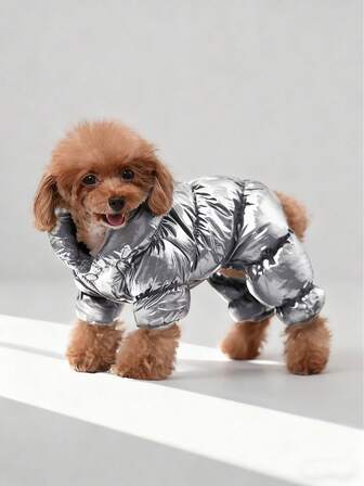 1pc Solid Color Pet Winter Warm Jacket, Warm Dog Coat, Full Body Winter Warm Outfit Suitable For Dogs, Cats, Small/Medium Pets Waterproof Padded Coat For Cold Weather