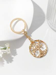 1pc Fashion European Style Hollow Circular Tree Of Life Shaped Keychain Decoration, Embellished With Rhinestones, Suitable For Women Car Keys And Bags Car Accessories Bag Charm Backpack For School Cute Goth Y2k Halloween Accessories Teachers Day Christmas Gift Ideas Bag Lanyards With Id Holder Car Accessories Bag Charms - Multicolor - View 20