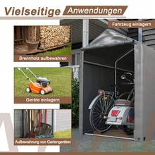 Bicycle Shed, Tool Shed 187x100x160 Cm, Garden Shed, Garage Tent, Storage Tent, Dark Grey - Grey - View 7