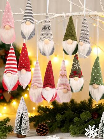 3pcs-Reen Christmas Gnomes Hanging Ornaments , Swedish Gnome Handmade Plush Santa Elves Christmas Tree Hanging Decorations Holiday Xmas Decorations,Christmas Decorations