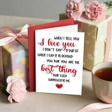 1 pieza Tarjeta de felicitación con estilo de carta de amor manuscrita, mensaje romántico y sincero, ideal para el Día de San Valentín/Aniversario, incluye sobre y pegatina