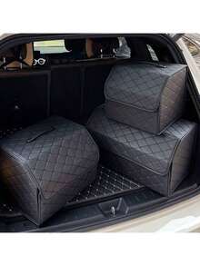 Easypie Selection 1pc Car Trunk Organizer Large Capacity Box Auto Multiuse Tools Storage Bag Stowing And Tidying PU Leather Folding Bag For Emergency Storage Box