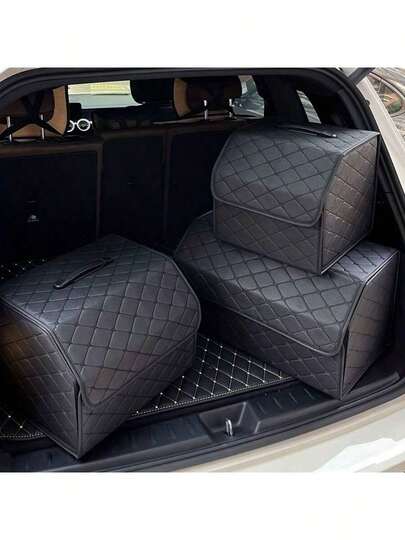 Easypie Selection 1 件汽车后备箱整理盒大容量汽车多用途工具储物袋收纳整理 PU 皮革折叠袋应急储物盒