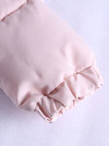 Tween Girl Casual Patchwork Long Sleeve Zip-Up Hooded Winter Jacket - Baby Pink - View 4