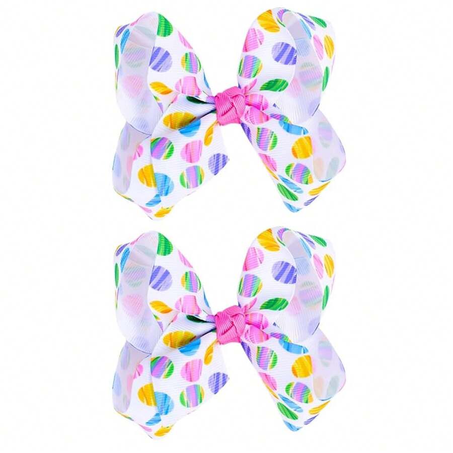 Beleki Easter Eggs Hair Bow Clips, 45 IN Hair Bows Girls Grosgrain Ribbon Bows Hairpins Alligator Barrettes Colorful Eggs Hair Accessories Easter Spring Holiday Outfit Deorvalentine's Day HIBV - 彩蛋 - 查看 1