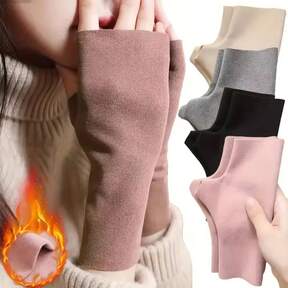 女士羊绒羊毛露指手套 - 弹力保暖冬季手套，柔和米色/中性色调，可手洗，适合日常及正式场合的保暖手套 - 优雅的正式及休闲配饰，御寒装备，简约设计，优质面料，时尚达人必备，经久耐用，时尚女性的理想之选