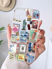 1pc Travel 1pc Fashionable Stamp Collage Graphic Transparent TPU Fingerprint-Proof Soft Phone Compatible With 16 ProMax/16/16 Pro/16 Plus/11/15/15 Pro/15 ProMax/12/13/14 ProMax/XS/XR/11 Pro/11 ProMax/12 Pro/12 ProMax/13 Pro/13 ProMax/Plus/14 Pro/14 ProMax/14 Plus/Plus/8 Plus/8/SE2/12/13, Anti-Yellowing Waterproof Shockproof Anti-Fall Scratch Resistant Phone Cases Summer  17 Pro Case  17 Plus Case  15 Case  16 Case  16 Plus Case - 1pc - 查看 5
