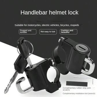 1 pieza Candado multifuncional antirrobo para casco, bicicleta, bicicleta eléctrica, motocicleta con gancho fijo y llave