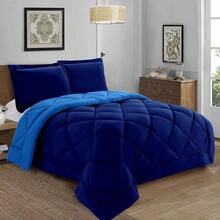 Elegant Comfort All Season Ultra Soft 3pcs Reversible Diamond Stitched Comforter Set, Down Alternative Breathable And Comfortable Quilt Luxury Hotel Quality 3 Piece Full/Queen, King/California King And Twin/Twin XL Size Bed Includes 1 Comforter And 2 Pillowcases Bedding Set, Christmas Decorations Gifts, Cozy Winter Styles, Holiday Décor - 海軍藍/水綠色 - 查看 2