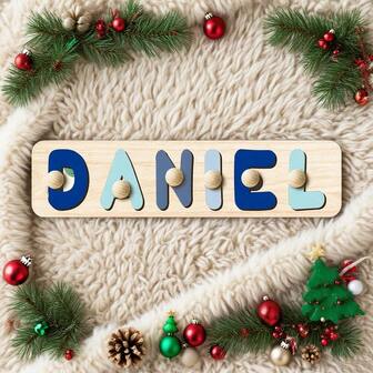 [New Color And Font] Customized Children's Educational Toy, Customizable Baseplate Pattern, Support 1-10 Letter Customization, Made With Premium Muted Colors, Helps Develop Baby's Letter Recognition, Suitable As Newborn Gift And Christmas Gift