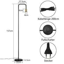 homefire Vintage Floor Lamp For Living Room, Black And Gold, With Foot Switch, Industrial Metal Design, Suitable For Bedrooms And Offices (Bulb Not Included) - EU C Type Plug(220-240V) - View 3