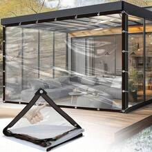 1pc High Strength Transparent Waterproof Tarpaulin - PE Outdoor Cover, With Eyelets, Ropes And Straps, UV-Resistant, Windproof, Rainproof - Suitable For Yard, Pool Fence, Greenhouse, Camping, Construction Site - Clear Visibility, Quick-Drying Design, Reinforced Edges, Tear-Resistant Fabric, Home Decor