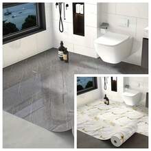 One Roll, Thick Large Roll, 15.7 Inches X 118.1 Inches, Self-Adhesive Modern Marble Pattern Floor Tile Sticker, 3mm Thickness, Peel-And-Stick, Removable Adhesive, Suitable For Kitchen Backsplashes, Bathroom, Shower Floor Renovation, Peel-And-Stick Tiles, Shower Room Decoration, Geometric Design, Modern Decor, Durable Adhesive, Easy To Install, Home Renovation Film, Adhesive Tile Roll, Apartment Renters, Interior Designers - 金色 - 查看 3