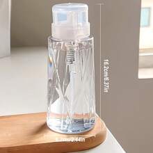 1pc Transparent Refillable Nail Polish Remover Bottle With Pump And Lock, Suitable For Manicure