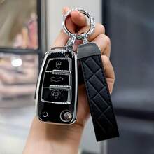 【三种颜色可选：黑色、白色、粉色】适用于奥迪A1 A3 A4 A5 A6 A7 S3 S7 S8 R8 Q2 Q3 Q5 Q7 Q8 C5 C6 TT RS3 RS6的TPU全包覆式汽车翻盖钥匙扣保护套，精致高端，适合女生使用。 - 鑰匙圈60 - 查看 3