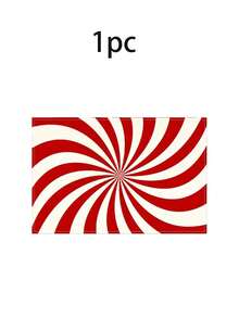4pcs/1pc Red & White Candy Stripe Pattern Printed Placemats & Coasters, Christmas Holiday Dining Table Decor, Suitable For Restaurant, Coffee Table, Home Decor, New Year Party And Daily Use