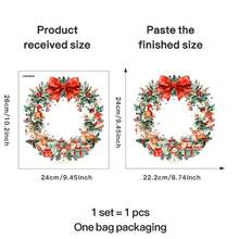 1 Stück Festlicher Weihnachtskranz Wandaufkleber - Abnehmbarer Kiefernzweig & Beeren Aufkleber mit rotem Geschenk, perfekt für Tür, Wand, Fenster oder Kühlschrankdekoration, ideal für Feierlichkeiten, Weihnachtsdekorationen