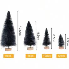 D40Pcs Mini Pine Trees Artificial Mini Trees With Wood Base Sisal Trees Bottle Brush Trees Assorted Color For Christmas Decoration Winter Ornaments DIY Crafts Black - Black - View 2