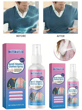 Anti-Static Spray 100ml Clothes Antistatic Agent Hair Antistatic Clothes Softener Portable.