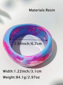 1pc Colorful Tie Dye Asymmetrical Exaggerated Vintage Resin Bracelet