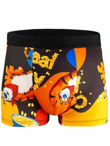 5pcs Men's Hip Hop Style Brief Underwear, Digital Print Boxer Briefs With Spandex, Suitable For Sports, Boxing, Cycling, Cartoon Fashionable Pattern Breathable Comfortable Stretchy Trunks - Multicolor - View 7