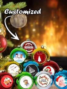 1PC Customized Christmas Ornaments Balls Personalized Picture Christmas Ornaments,Photo Christmas Tree Ornaments Make Your Own Christmas Ornaments Custom Personalized Christmas Ball Ornaments Add Photo Text Wish - Customized Picture X'Mas Tree Hanging Decorative Pendant Decorations | Parties New Year Celebraty Of Home Yard Window Wall Decor Gifts Birthday Graduation - Multicolor - View 3