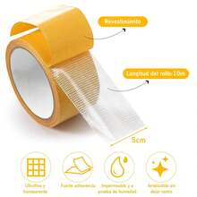 Cinta Doble Cara Extrafuerte, 50 mm * 10 Cinta Adhesiva Doble Cara, Doble Caras Adhesivo Especial para Moquetas (50 mm ancho 10 largo) - 50 mm de ancho y 10 m de largo - Ver 3