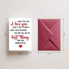 1 pieza Tarjeta de felicitación con estilo de carta de amor manuscrita, mensaje romántico y sincero, ideal para el Día de San Valentín/Aniversario, incluye sobre y pegatina