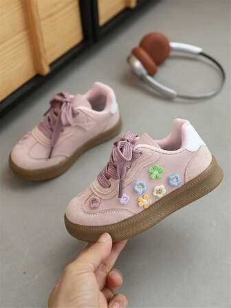 Kids Flower Casual Sports Shoes, Comfortable Breathable Fashion Sneakers For Girls