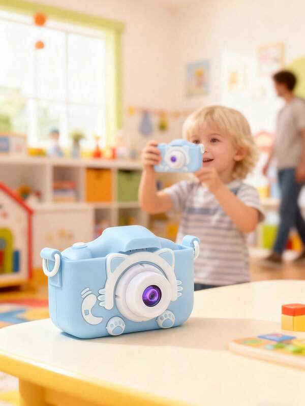 9600W Pixel Mini Digitalkamera für Jugendliche, Cartoon Design, einfach zu bedienen, robuste Dual-Kameras, Videoaufnahme, Spielzeugkamera, ideal für Jungen/Mädchen, Weihnachts-/Geburtstagsgeschenk