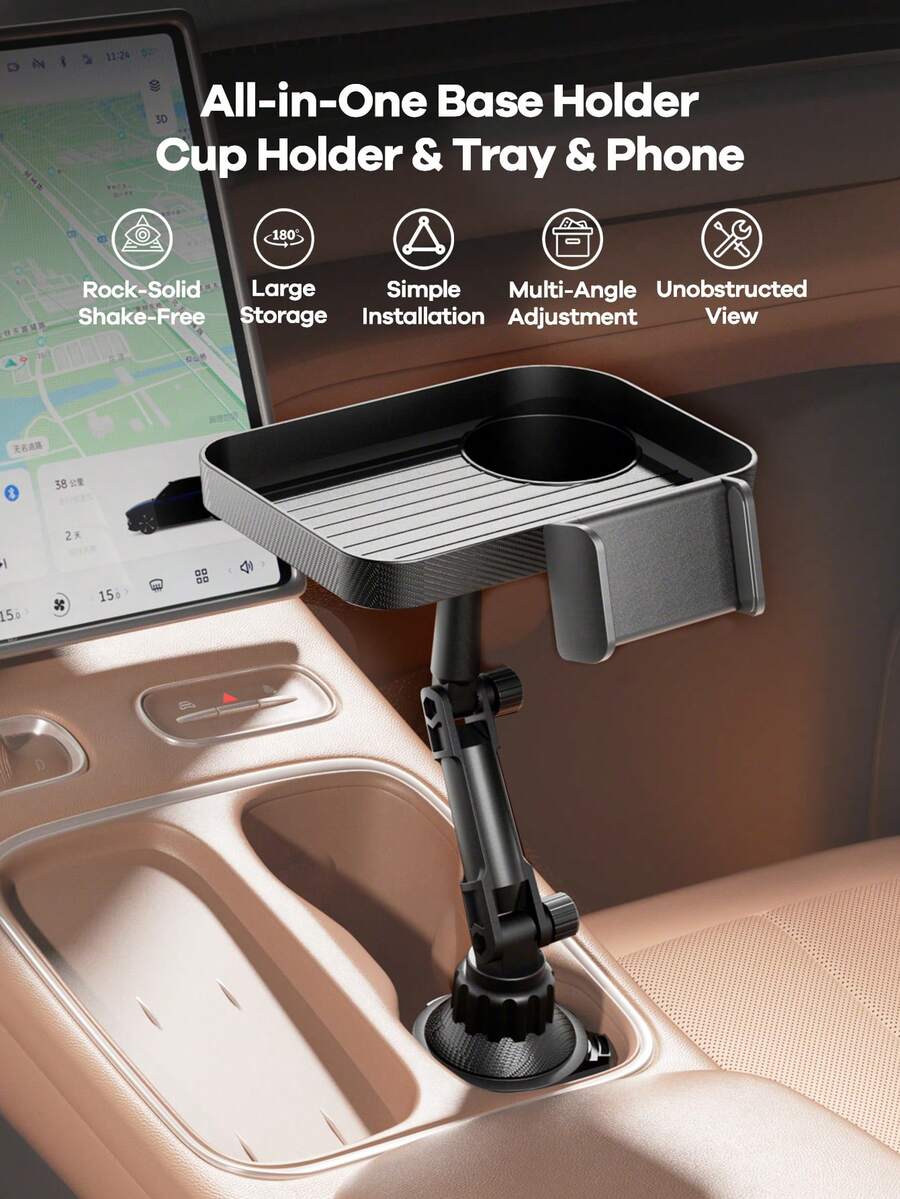 REMAX حامل كوب سيارة وحامل هاتف 2 في 1 عالمي، قابل للتوسيع مع قاعدة قابلة للتعديل