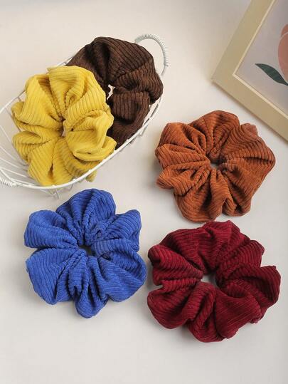 1pc Vintage Oversized Corduroy Scrunchie, Elegant Versatile Hair Tie For Ponytail, Bun, Suitable For Thick Hair, Autumn/Winter