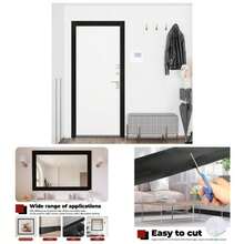 Black Wood Grain Wallpaper Border, Waterproof PVC Mirror Frame Peel And Stick, Self Adhesive Removable Mirror Trim Border Bathroom Bedroom Skirting 2 * 393 In