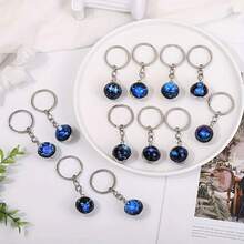 Glow-In-The-Dark 12 Zodiac Signs Double-Sided Convex Glass Ball Keychain, Outdoor Key Chain - Multicolor - View 12